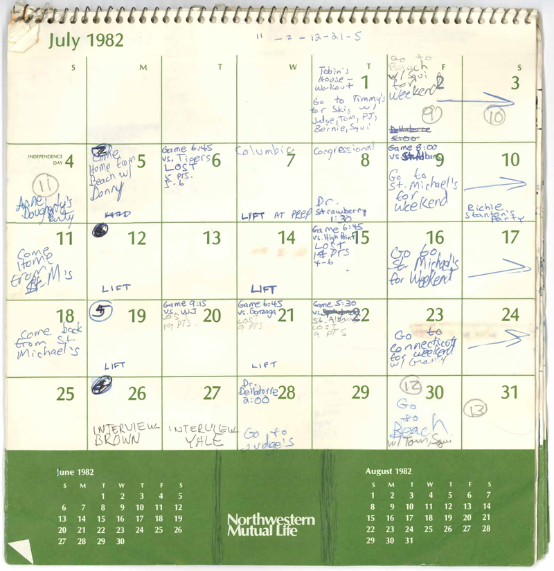 Illustration for article titled Well, Here's Brett Kavanaugh's Calendar From the Summer of 1982